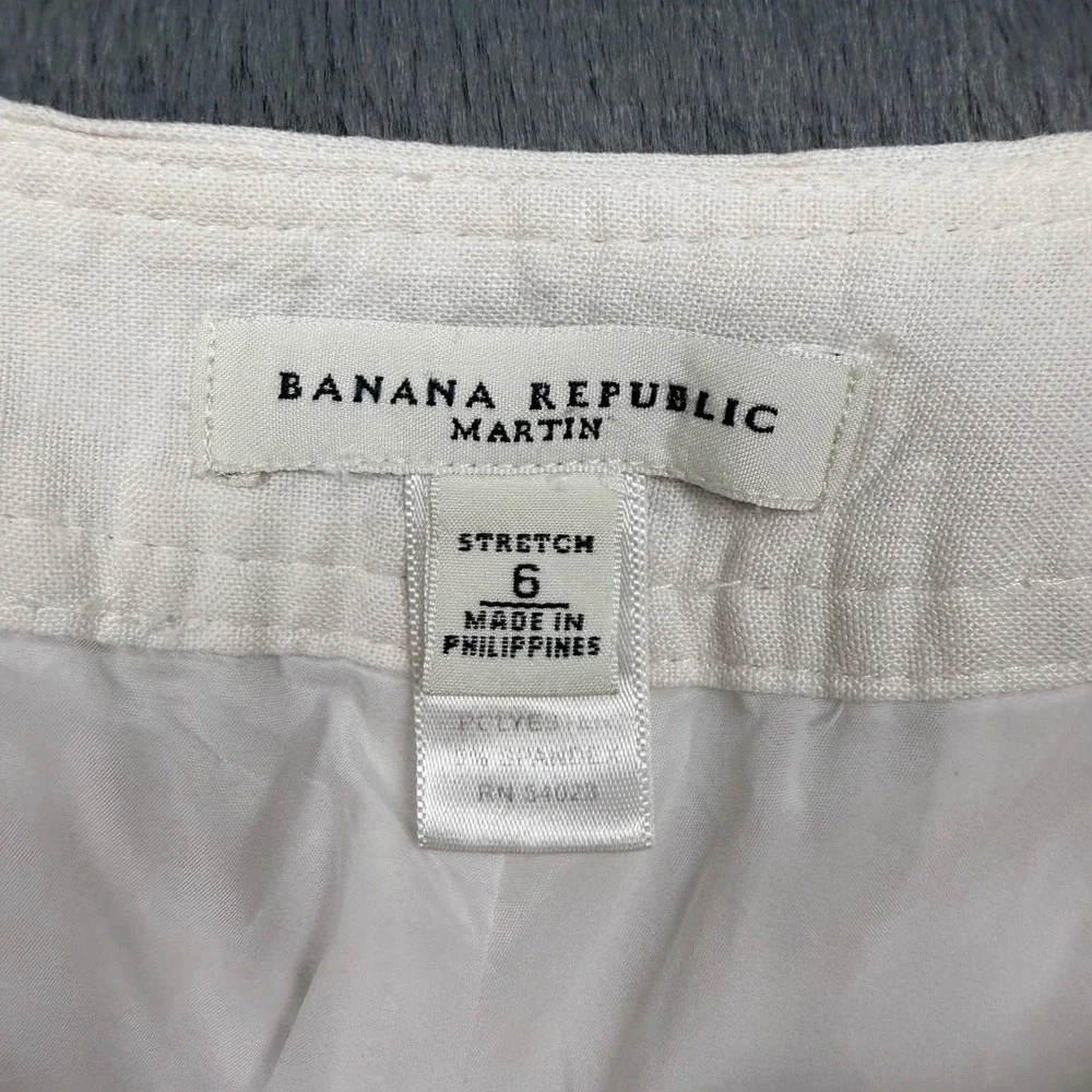 Banana Republic Martin Linen Blend Wide Leg Pants Cream Ivory Size 6 Tall